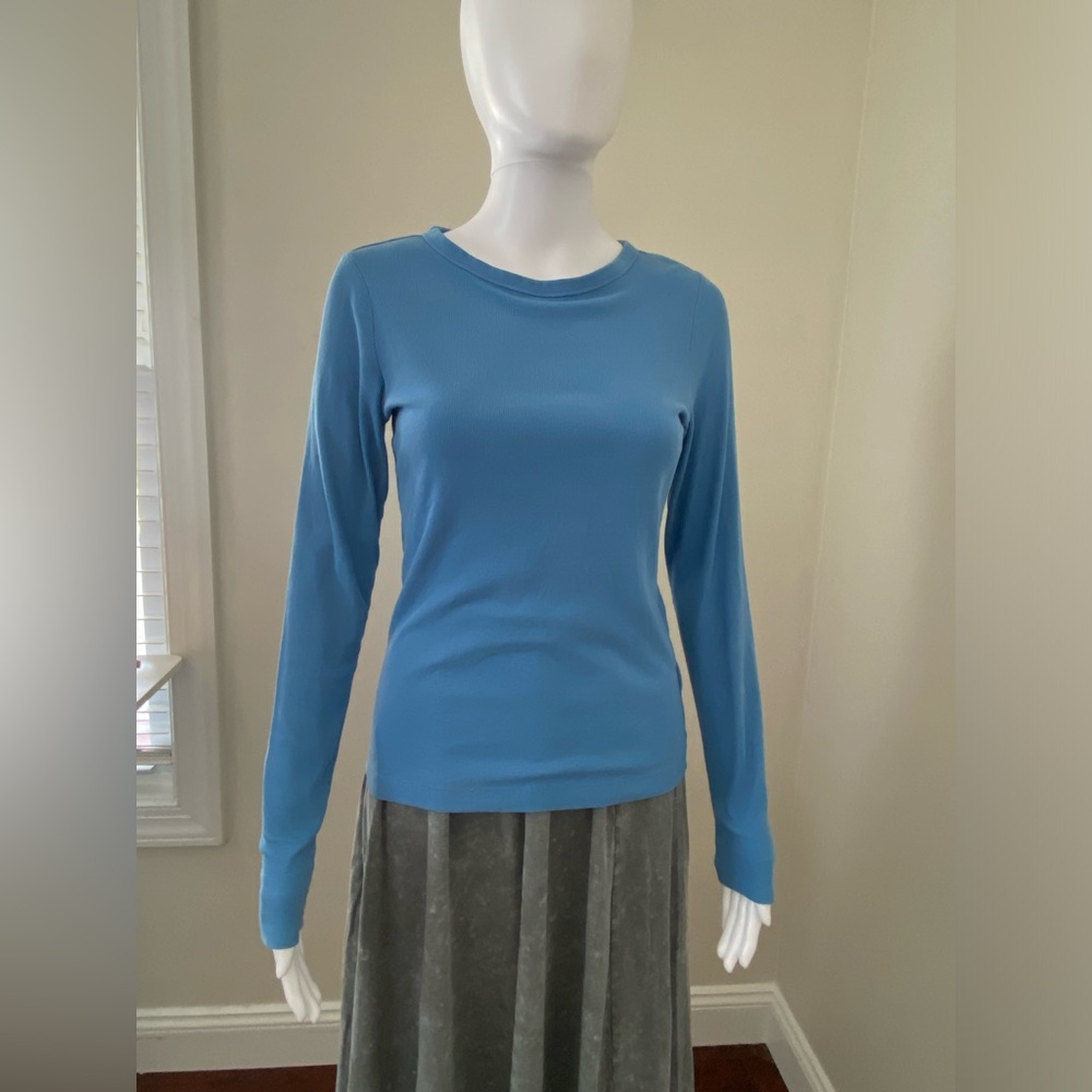 H&M Vibrant Blue Ribbed Long Sleeve Tee Size Medium